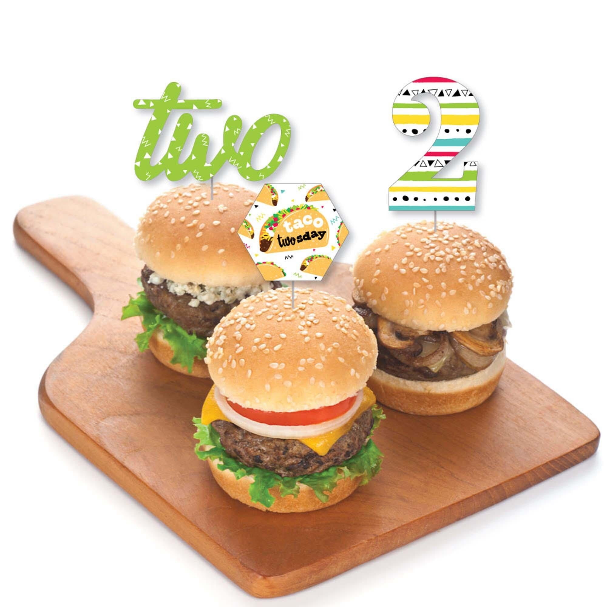 Big Dot of Happiness Taco Twosday - デザートカップケーキトッパー - メキシカンフィエスタ2歳の誕生日パーティー : Big Dot of Happiness Taco \u0027Bout Fun - Mexican Fiesta