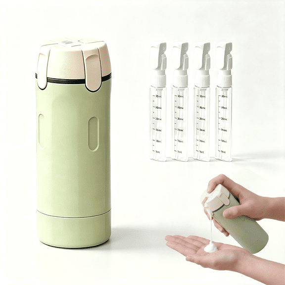 4-in-1 Travel Dispenser Bottle with Scale and Label, 4 Pack 30ml Refillable Leak Proof Transparent Toiletry Containers for Shampoo Lotion Conditioner Cream, Green