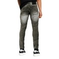 thumbnail image 2 of Men's Muscle Fit Distressed Moto Quilt Zipper Super Skinny Stretch Denim Jeans (MTD-80-BK/SS-Black, 30x30), 2 of 3