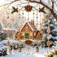 thumbnail image 5 of Clearance! Christmas Wind Chime Gingerbread House Hanging Decoration with Crystal Pendants Bells for Holiday Indoor Outdoor Porch Garden Yard Home Party Xmas Seasonal Decor Ornament, 5 of 6