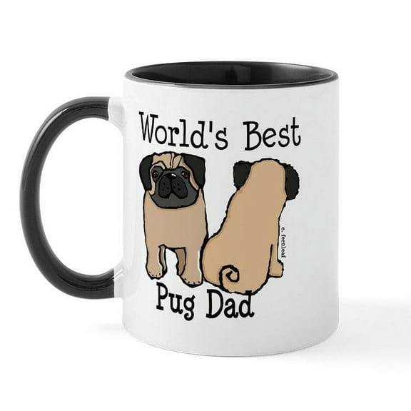 CafePress - World's Best Pug Dad Mug - 11 oz Ceramic Mug - Novelty Coffee Tea Cup