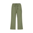 thumbnail image 5 of Yourumao Linen Pants for Girls 4-14 Year Elastic Waist Straight Leg Pants Lightweight Solid Summer Pants with Pocket, 5 of 9