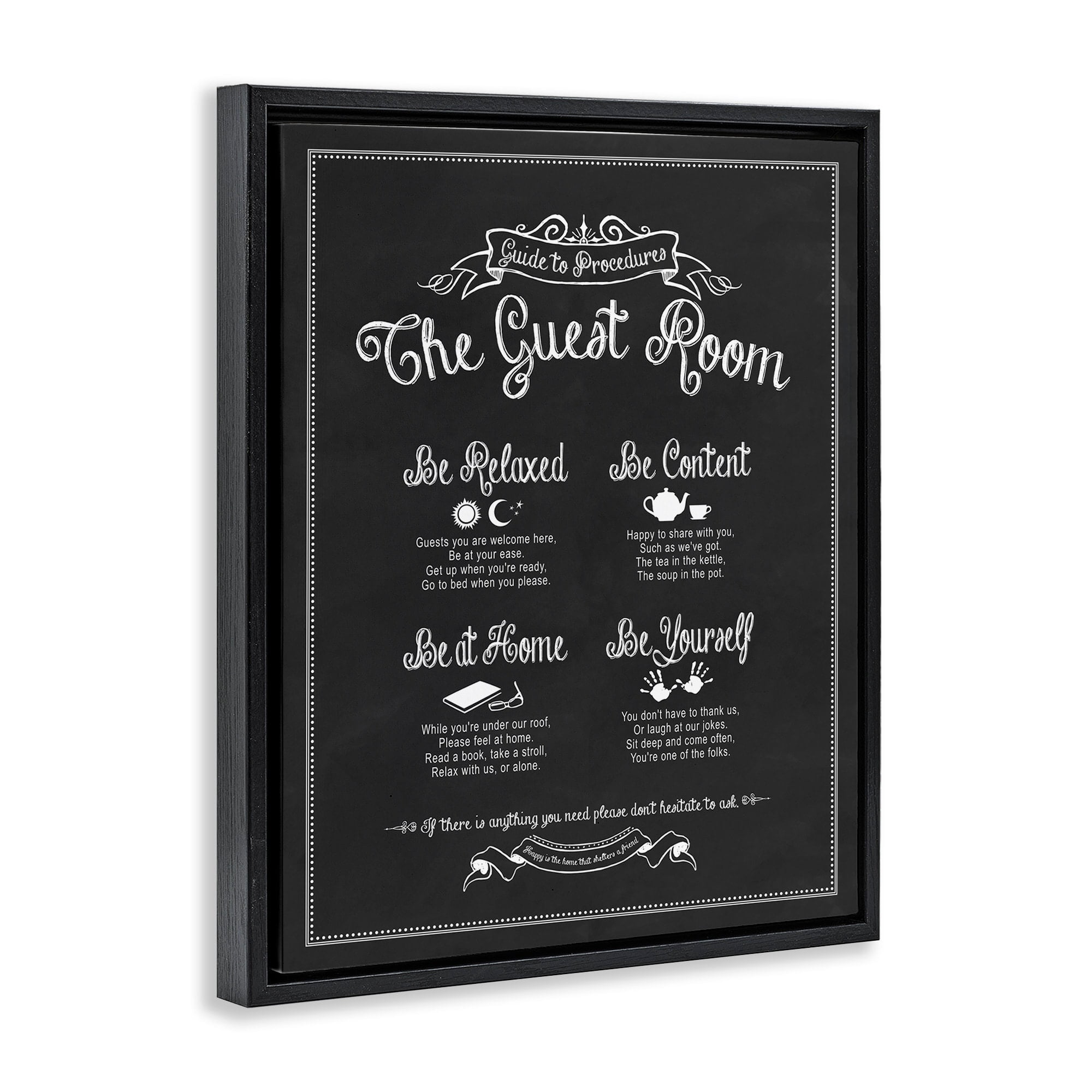 Stupell Industries The Guest Room Guide Jet Black Framed Floating Canvas Wall Art, 24x30, by Lettered and Lined