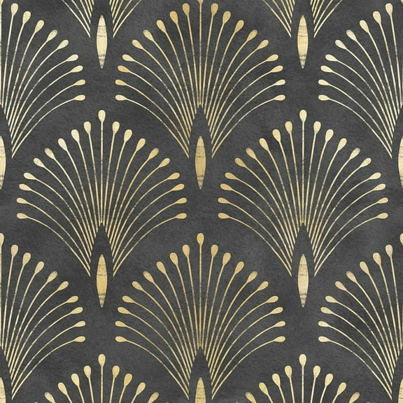 17.5x276 Art Deco Black and Gold Peel and Stick Wallpaper Abstract Peacock Wall Paper Prepasted Rolls Renter Friendly Black Vintage Contact Paper Waterproof Vinyl Geometric Wall Coverings
