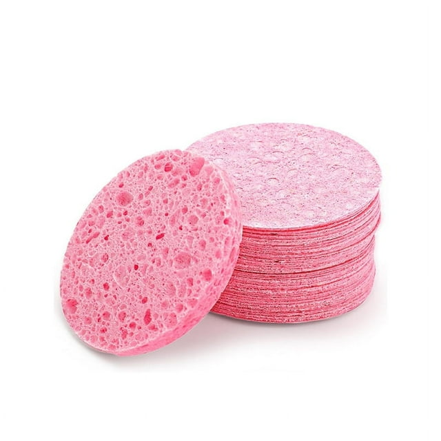 Nvzi Exfoliante facial, esponjas faciales para lavado facial, almohadillas exfoliantes desmaquillantes reutilizables, 50 piezas, rosa, A30