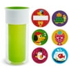 Munchkin Miracle 360° Insulated Spill-Proof Sippy Cup, Includes 5 Decorative Stickers and 1 Customizable Sticker, 9 Ounce, Green