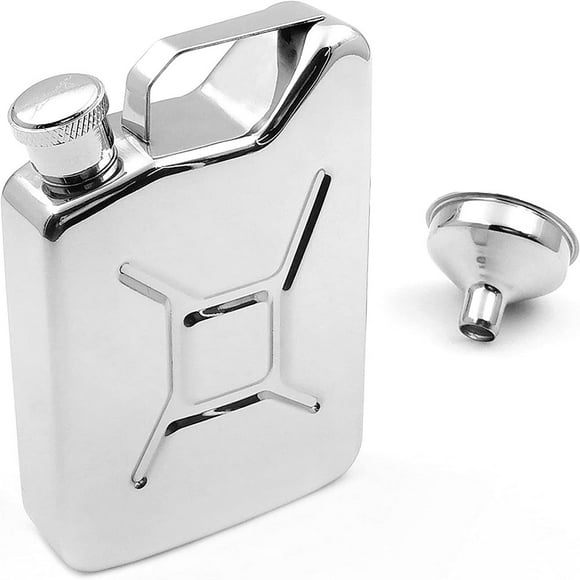 HLONK Flacon à Hanche 5oz Forme de Boîte de Jerry Classique Miroir Fini avec Entonnoir Acier Inoxydable 18/8-YM123A
