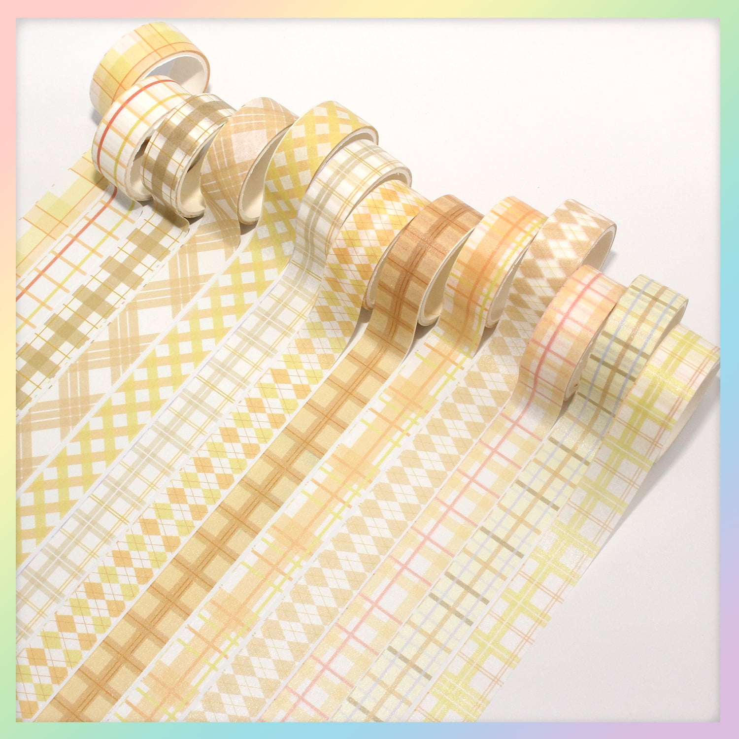 60 Rolls Boxed 15mm Grid Washi Tape Set, Self-Adhesive Decorative Colored Plaid Masking Tape for Painting, DIY Art Crafts, Gift Wrapping, Scrapbook Supplies