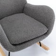 thumbnail image 6 of Modern Velvet Rocking Chair, Teddy Fabric Padded Seat Accent Chair with High Backrest & Armrests & Solid Wood Legs, Lambswool Armchair Single Sofa Chair for Living Room Bedroom Playroom, Grey, 6 of 7
