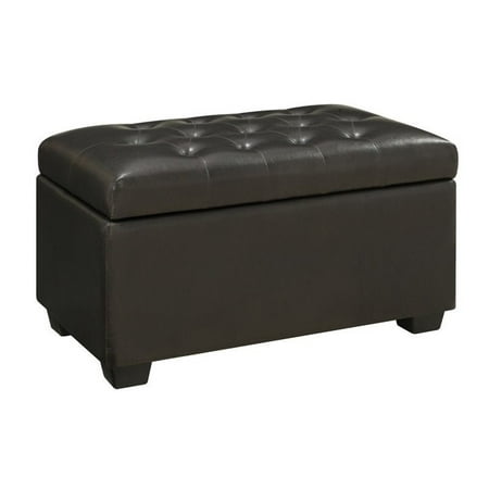 Stonecroft Furniture Button Tufted Storage Bench in Dark Brown ...