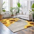 thumbnail image 3 of 3'x5' Area Rugs, Retro Country Floral Indoor Outdoor Area Rug for Living Room Bedroom, Summer Yellow Sunflowers Wooden Beige Washable Bathroom Rugs Kitchen Floor Carpet Mats Home Decor Aesthetic, 3 of 8
