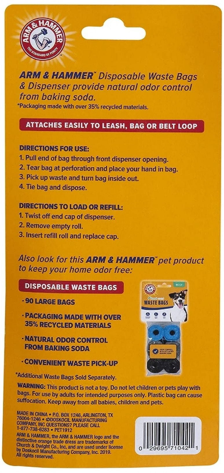 Arm and Hammer Waste Bag Bone Dispenser Assorted Colors [Dog Poop Bags, Dog Supplies] 6 count