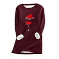 thumbnail image 1 of zanvin Chandail Molletonné à Col Rond Doublé en Molleton pour Femme de Noël, Bourgogne, TTTG, 1 of 2