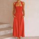 thumbnail image 2 of Vestido sin espalda para mujer Vestido largo de vacaciones con cintura elástica alta y elegante informal ajustado, 2 of 6