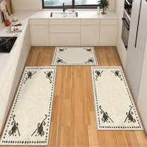 IsecretJoy Washable Kitchen Rugs Sets of 3, Non Slip Kitchen Mats for Floor Waterproof & Stain Resistant Runner Rug for Kitchen, Laundry Room, Hallway