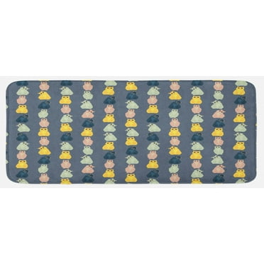 Cats Kitchen Mat, Colorful Pattern with Young Kitties in Different Poses Domestic Friendly Kittens, Plush Decorative Kitchen Mat with Non Slip Backing, 47" X 19", Multicolor, by Ambesonne