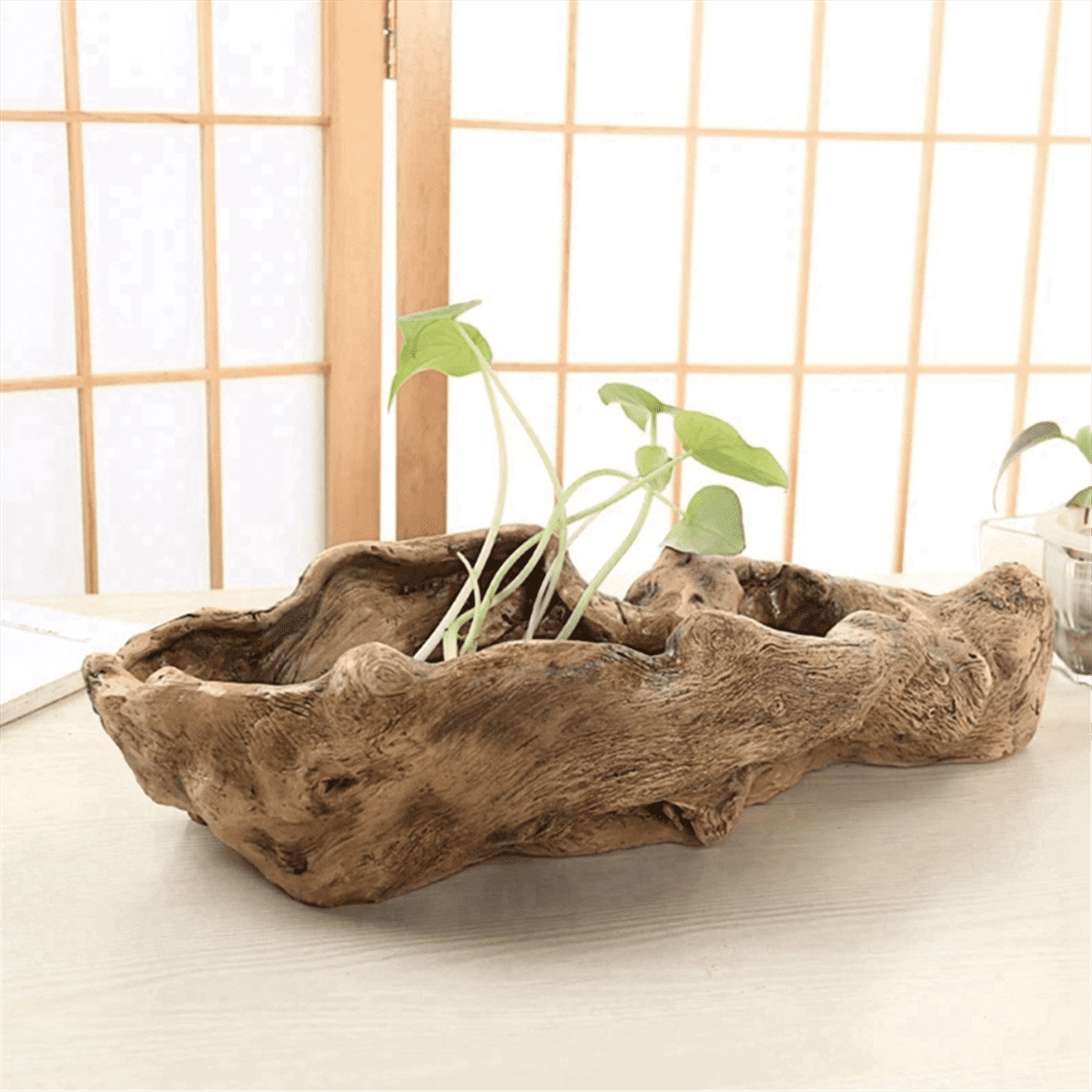 Pastoral Retro Landscape Flower Pot Resin Tree Stump Planter Artificial Driftwood Sculpture Rustic