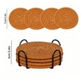4pcs Round Yarn Woven Heat Resistant Placemat Set with Storage Rack ...