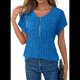 thumbnail image 2 of Blusas de Talla Grande para Mujer, Túnicas de Corta con Cremallera de 1/4, Azul Real M, 2 of 6