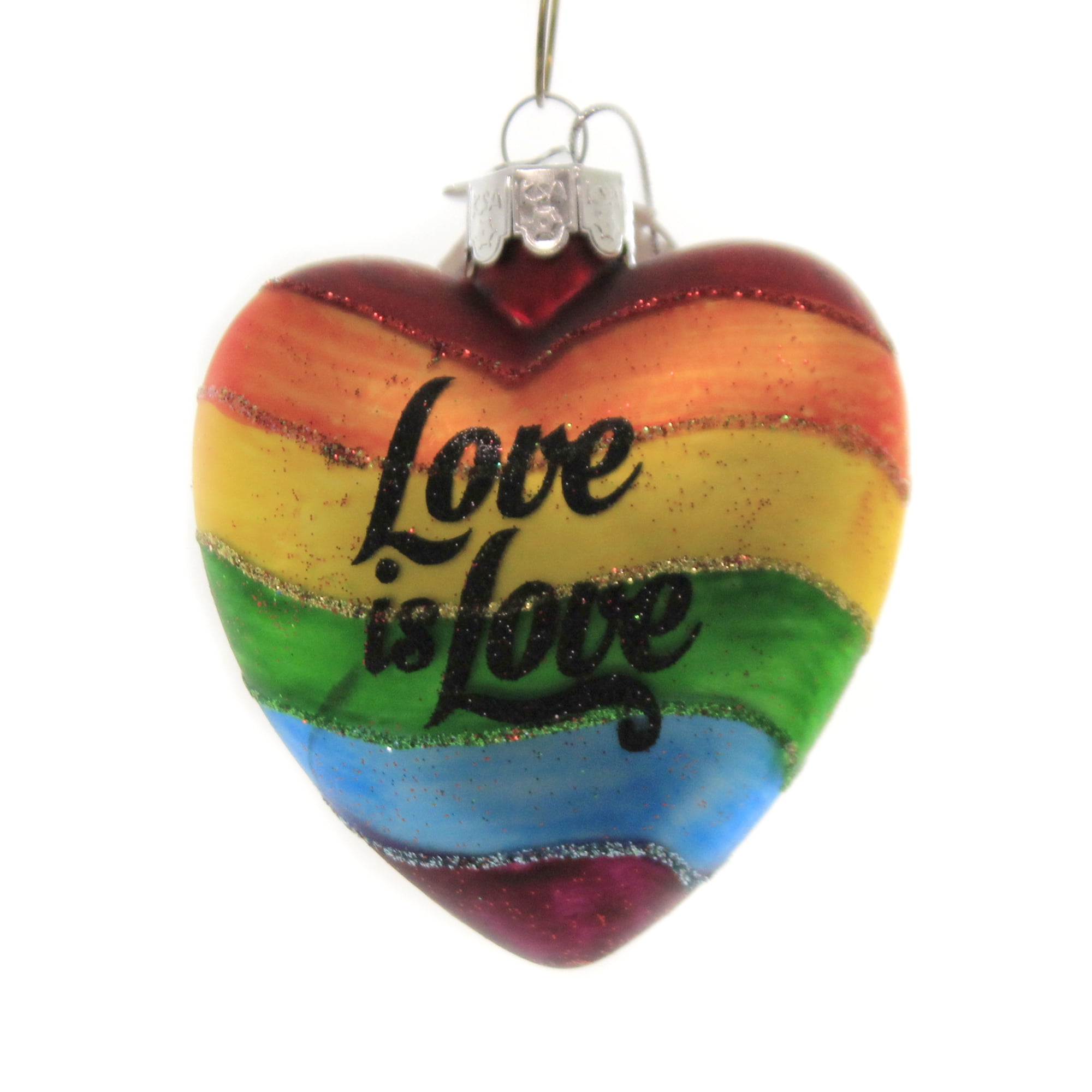 Holiday Ornaments LOVE IS LOVE NOBLE GEMS Glass Hand Crafted Nb1158