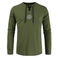 thumbnail image 1 of Camisas s Para Hombre Manga Larga Camisa de lino y algodón a la moda para hombre, camiseta de Yoga étnica de playa de Color sólido de manga larga (Green, L), 1 of 4