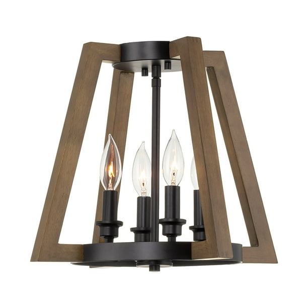 Kira Home Preston 15 5 4 Light Farmhouse Semi Flush Mount Entryway Ceiling Black Walnut Style Wood Finish Com Black Walnut Style Wood Finish, What Light Fixture Finish Is In Style