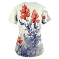 thumbnail image 3 of ADSSDQ Women Scrub Tops Print Gifts Fashion Floral Print Scrub Tops V Neck Short Sleeve Nursing Tops with Pockets Beige 5XL, 3 of 3