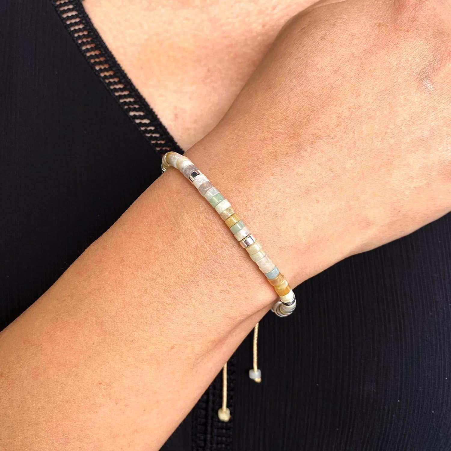 PJRYC Inspirational Gifts Healing Natural Stone Bracelets-Thinking of You,Get Well Soon Encouragement Gifts Strength Bracelets for Women Friends Sister,Christmas Stocking Stuffers Thanksgiving Basket