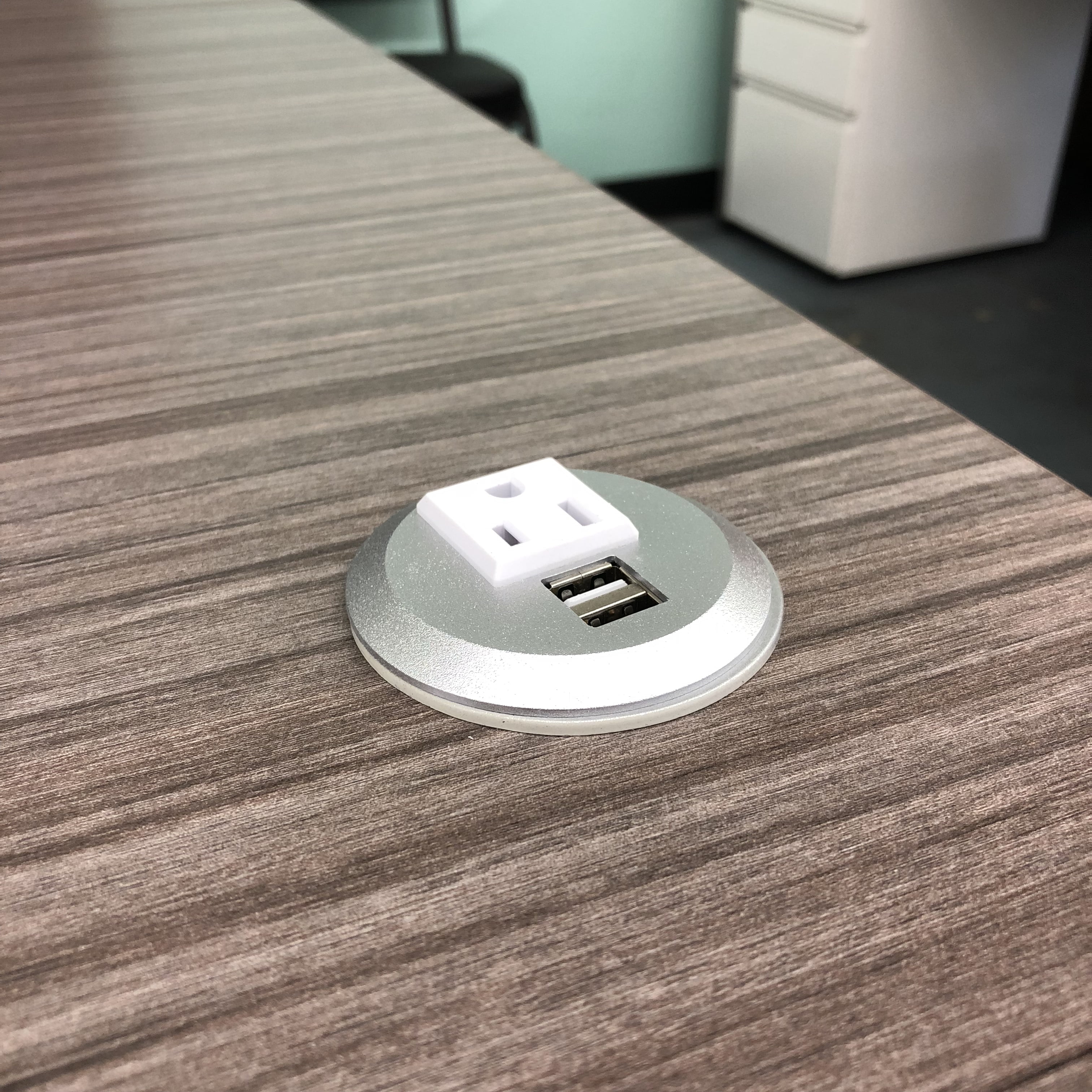 Desk Power Grommet,Hidden Power Socket,Desktop 2-Outlets 4 USB Ports Mountable into 3 1/8 inch Hole,Suitable for Conference Room Office Kitchen Table