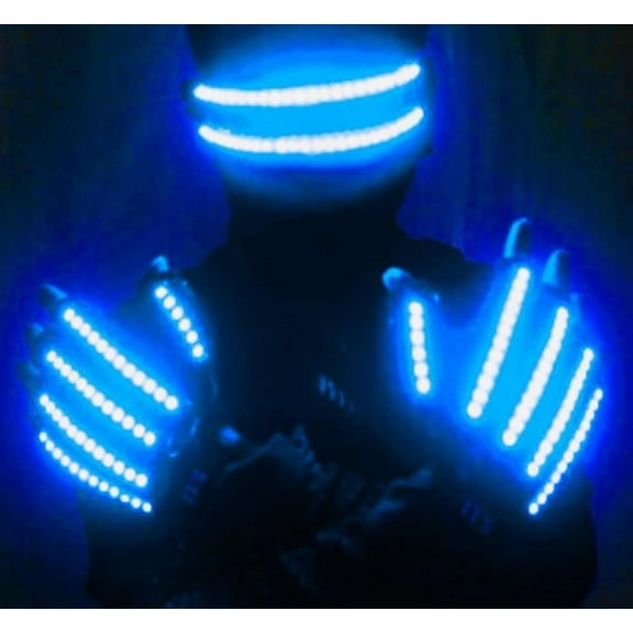 HULA Led Gloves and Led Glasses, Light Up Gloves LED Skeleton Gloves with LED Party Glasses LED Light Up Eyeglasses Battery for Nightclubs