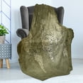thumbnail image 4 of Antique Soft Flannel Fleece Throw Blanket, Old World Map Texture Nostalgic Plan Atlas Trace of Life, Cozy Plush for Indoor and Outdoor Use, 70" x 90", Army Green, by Ambesonne, 4 of 5