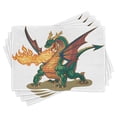 thumbnail image 1 of Ambesonne Dragon Place Mats Set of 4, Mythical Monster Mascot, Standard Size, Hunter Green Dark Orange, 1 of 6