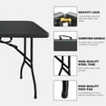 thumbnail image 3 of 6ft Folding Table, Portable Plastic Table for Camping, Picnics, Parties, High Load Bearing Foldable Table Black, 3 of 6