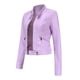 thumbnail image 3 of Puntoco Chaqueta de cuero delgada con cuello alto y cremallera para traje de motocicleta para mujer Puntoco Puntoco-5171, 3 of 4