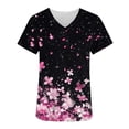 thumbnail image 3 of Fmbrln Scrubs Tops for Women Short Sleeve V Neck Floral Print Nursing Uniform with Pockets Casual Lightweight Workwear, 3 of 5