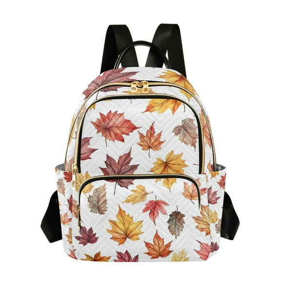 FORMRS Mini Backpack Purse for Women Travel Daypack Casual Shoulder Bag, Gray Autumn Leaves