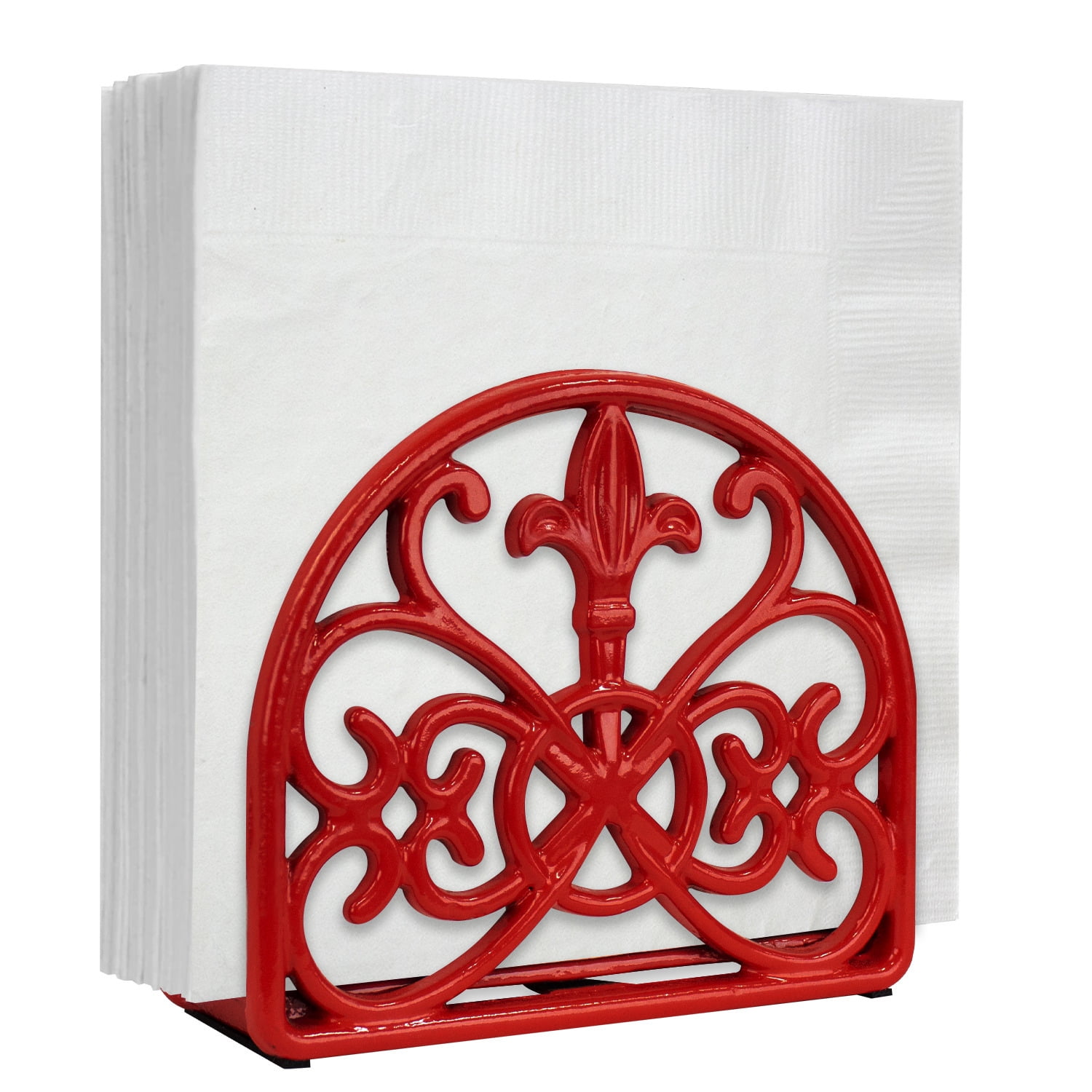 Blue Donuts Cast Iron Flower Napkin Holder - Red