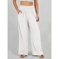 thumbnail image 5 of Womens Summer Casual Loose Wide Leg Palazzo Pants High Waist Flowy Beach Trousers Work Outfits, 5 of 8