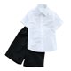 thumbnail image 2 of Odeerbi Niños 2 Piezas Caballero Traje Formal Preppy Vestido de Manga Corta Camisa y Traje Pantalones Cortos Conjunto de Uniforme Escolar, 2 of 9