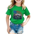 thumbnail image 4 of mgoYE 250th Anniversary Flag Tee Boys American Anniversary 250th Independence Day T-Shirt Girls Boy's Fashion Casual Printed Round Neck Short Sleeve T Shirt USA Flag T-Shirt(Green,2-3 Years), 4 of 5