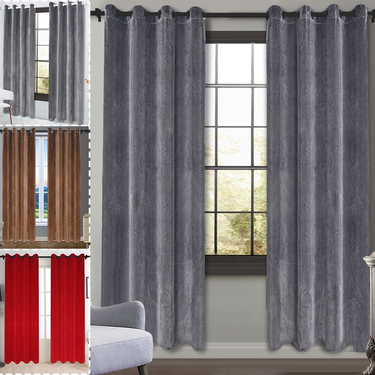 Red Gray Brown Shade Thermal Insulated Blackout Ready Make Velvet Window Curtains Sunblind Panel Drapes Grommet Home Decoration Walmartcom Walmartcom Red Gray Brown Shade Thermal Insulated Blackout Ready Make Velvet Window Curtains Sunblind Panel Drapes Grommet Home Decoration Walmartcom Walmartcom