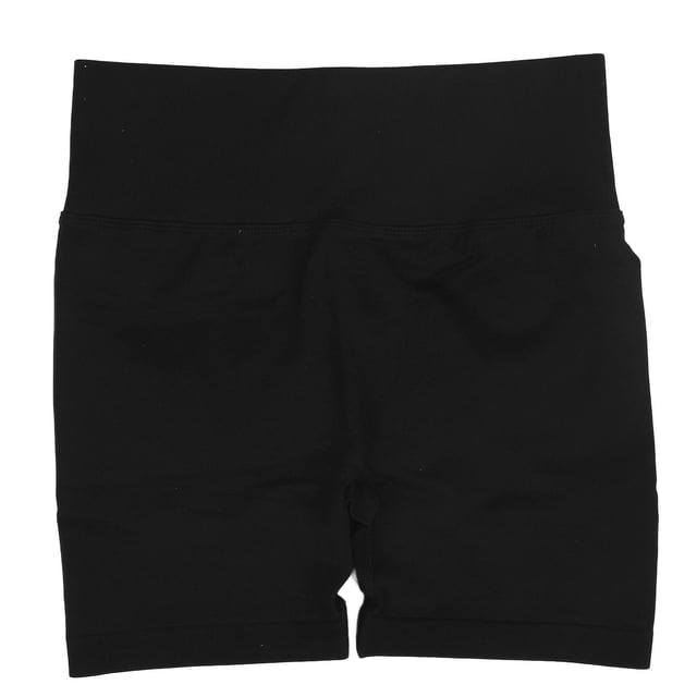 Pantalones cortos de yoga de cintura alta para mujer, pantalones cortos de yoga elásticos suaves para correr, control del vientre, pantalones cortos de entrenamiento, color negro L