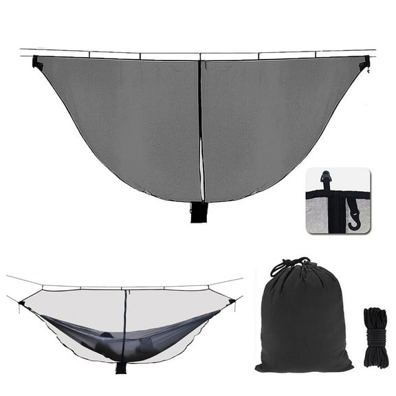 HOMEYA Camping Hammock Net,11.15ft Superfine Lightweight Outdoor Mosquito Net,360 Degree Protection Netting with Dual Sided Zipper & Rope & Storage Bag