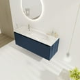 thumbnail image 3 of 48" Floating Bathroom Vanity with Sink, Single Sink Wall Mounted Bathroom Storage Vanity Cabinet, Modern Bathroom Cabinet with Seamless Drop-Shaped Resin Sink and Hidden Metal Handles, Navy Blue, 3 of 9