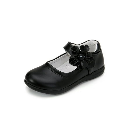 

Rotosw Children Mary Jane Flat Comfort Dress Shoes Princess Flats Cute Ankle Strap Leather Shoe Dance Lightweight Black US 2.5Y