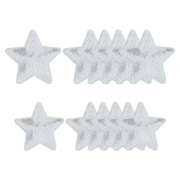 Uxcell Sequin Star Iron on Patches, Embroidered Sew Patches for DIY Clothing and Accessories Silver
