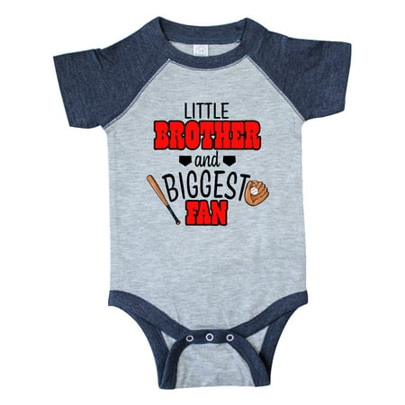 

Inktastic Little Brother and Biggest Fan Baseball Glove and Bat Gift Baby Boy Bodysuit