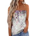 thumbnail image 2 of Fesfesfes Womens V Neck Tops Women Strapless Summer Casual Printing Sleeveless Tube Blouse Top Women Shirt 8(L), 2 of 5