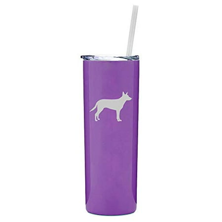 

20 oz Skinny Tall Tumbler Stainless Steel Vacuum Insulated Travel Mug With Straw Australian Kelpie (Purple)