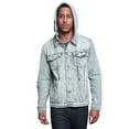 thumbnail image 7 of Victorious Men's Detachable Hood Layered Look Distressed Denim Jacket DK135 - ICE - Medium, 7 of 7